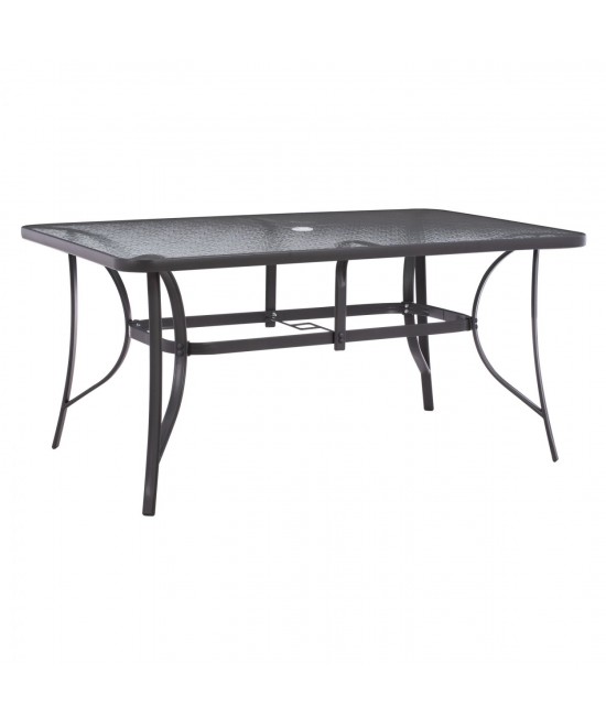 ΤΡΑΠΕΖΙ BRUNO 150X90Χ75Υεκ. ΜΕΤΑΛΛΙΚΟ ΟΡΘΟΓΩΝΙΟ ΓΚΡΙ ΜΕ ΤΡΥΠΑ ΟΜΠΡΕΛΑΣ Φ38  HM5145.11