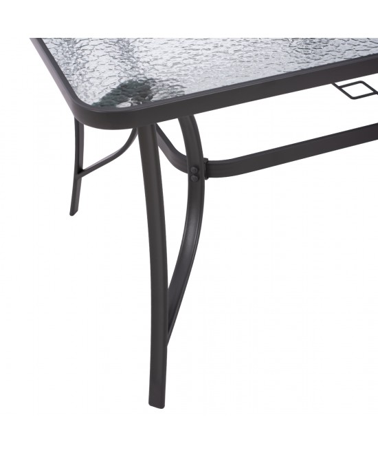 ΤΡΑΠΕΖΙ BRUNO 150X90Χ75Υεκ. ΜΕΤΑΛΛΙΚΟ ΟΡΘΟΓΩΝΙΟ ΓΚΡΙ ΜΕ ΤΡΥΠΑ ΟΜΠΡΕΛΑΣ Φ38  HM5145.11