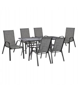 ΣΕΤ ΤΡΑΠΕΖΑΡΙΑ 7ΤΜΧ ΤΡΑΠΕΖΙ BRUNO 150X90 ΜΕ ΠΟΛΥΘΡΟΝΕΣ TEXTILINE ΓΚΡΙ HM11471