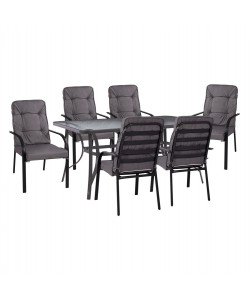 ΣΕΤ ΤΡΑΠΕΖΑΡΙΑ 7ΤΜΧ ΤΡΑΠΕΖΙ BRUNO 150X90 ΜΕ ΠΟΛΥΘΡΟΝΕΣ ENDIKA ΓΚΡΙ HM11475