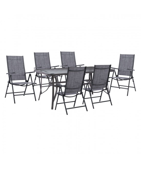 ΣΕΤ ΤΡΑΠΕΖΑΡΙΑ 7ΤΜΧ ΤΡΑΠΕΖΙ BRUNO 150Χ90 ΜΕ ΠΟΛΥΘΡΟΝΕΣ 7ΘΕΣΕΩΝ ΠΤΥ/ΝΗ ΓΚΡΙ HM11478