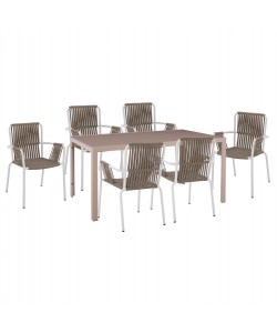 ΣΕΤ ΤΡΑΠΕΖΑΡΙΑ 7ΤΜΧ ΤΡΑΠΕΖΙ ΚΑΠΟΥΤΣΙΝΟ 150Χ90 & ΠΟΛΥΘΡΟΝΕΣ ΛΕΥΚΕΣ ΜΕ ΣΧΟΙΝΙ HM11500