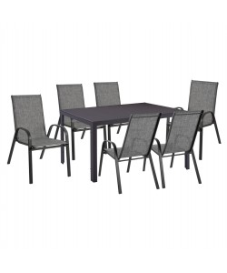 ΣΕΤ ΤΡΑΠΕΖΑΡΙΑΣ 7 ΤΜΧ ΤΡΑΠΕΖΙ ΓΚΡΙ 150X90 ΚΑΙ ΠΟΛΥΘΡΟΝΑ TEXTLINE ΓΚΡΙ HM11520.01