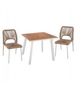 ΣΕΤ ΤΡΑΠΕΖΑΡΙΑΣ 3ΤΜΧ ΤΡΑΠΕΖΙ ΛΕΥΚΟ 80x80 ΚΑΙ ΚΑΡΕΚΛΑ ΜΕ ΣΧΟΙΝΙ HM11536.01