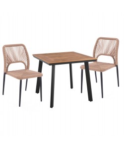 ΣΕΤ ΤΡΑΠΕΖΑΡΙΑΣ 3ΤΜΧ ΤΡΑΠΕΖΙ ΑΝΘΡΑΚΙ 80x80 ΚΑΙ ΚΑΡΕΚΛΑ ΜΕ ΣΧΟΙΝΙ HM11536.02