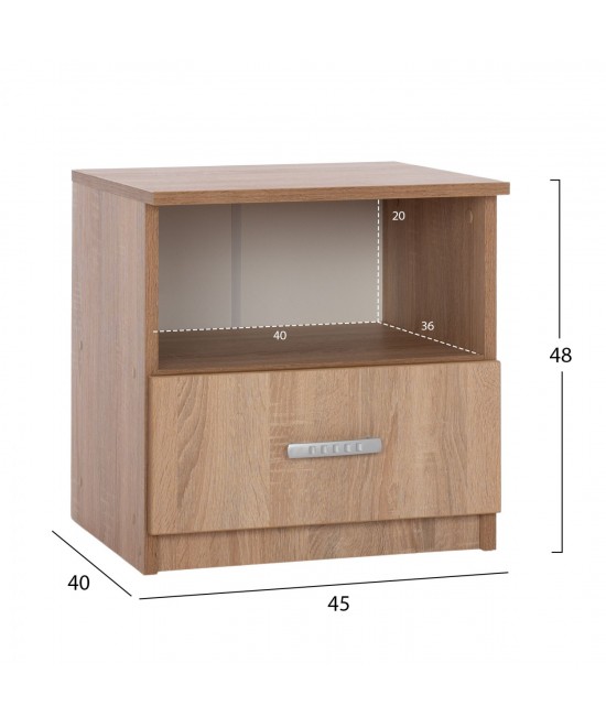 ΚΟΜΟΔΙΝΟ ΜΕ ΣΥΡΤΑΡΙ ADLER SONAMA OAK HM2431.01 45x40x48 εκ.