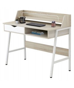 ΓΡΑΦΕΙΟ OLIVIER HM2129.01 ΜΕΛΑΜΙΝΗ ΣΕ SONAMA-ΛΕΥΚΟ-ΛΕΥΚΟΣ ΜΕΤΑΛΛΙΚΟΣ ΣΚΕΛΕΤΟΣ 104x48x89Υεκ