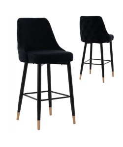 ΣΚΑΜΠΟ ΜΠΑΡ SERENITY HM8519.04 ΒΕΛΟΥΔΟ ΜΑΥΡΟ ΜΕ ΜΕΤΑΛΛΙΚΟ ΣΚΕΛΕΤΟ 53x48x110 εκ.