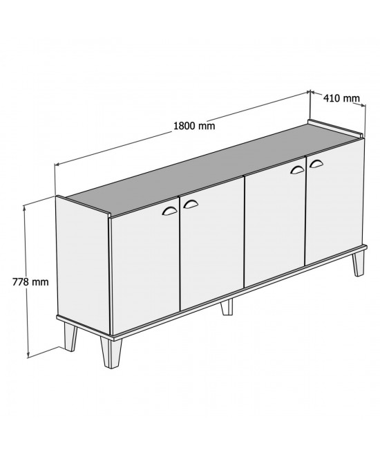 ΜΠΟΥΦΕΣ ΜΕΛΑΜΙΝΗΣ HM9045.01 NATURAL WOOD - ΜΑΥΡΟ ΜΑΡΜΑΡΟ 180x41x77,8Y εκ.