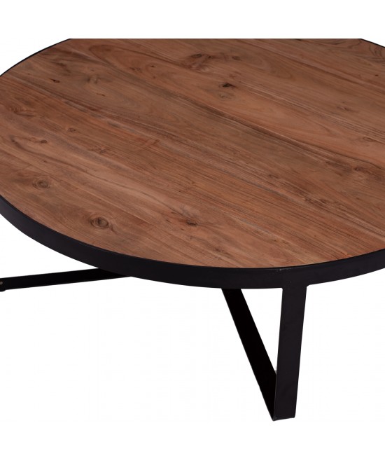 ΤΡΑΠΕΖΙ ΣΑΛΟΝΙΟΥ ATHARVA ΑΠΟ ΜΑΣΙΦ ΞΥΛΟ ΑΚΑΚΙΑΣ HM8461.11 Φ100x36Υ εκ.