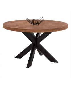 ΤΡΑΠΕΖΙ ΣΤΡΟΓΓΥΛΟ WES ΑΠΟ ΜΑΣΙΦ ΞΥΛΟ MANGO ΠΑΧΟΥΣ 6εκ. HM8484.11 Φ130Χ78Υ εκ.