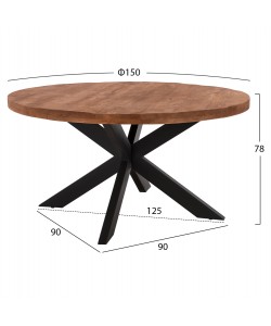 ΤΡΑΠΕΖΙ ΣΤΡΟΓΓΥΛΟ LEVINHO 6εκ.ΠΑΧΟΣ ΜΑΣΙΦ ΞΥΛΟ MANGO HM8485.11 Φ150x78Υ εκ.