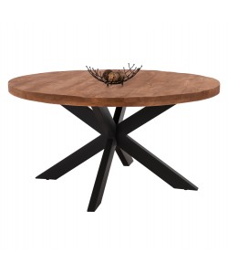 ΤΡΑΠΕΖΙ ΣΤΡΟΓΓΥΛΟ LEVINHO 6εκ.ΠΑΧΟΣ ΜΑΣΙΦ ΞΥΛΟ MANGO HM8485.11 Φ150x78Υ εκ.