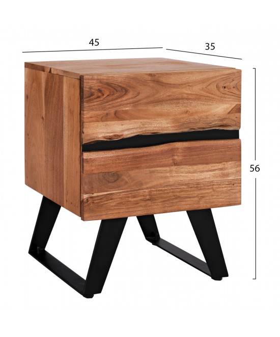 ΚΟΜΟΔΙΝΟ ALICIA HM8360.11 ΑΠΟ ΜΑΣΙΦ ΞΥΛΟ ΑΚΑΚΙΑΣ 45x35x56Yεκ.