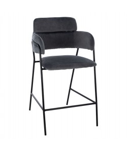 ΣΚΑΜΠΟ ΜΕΣΑΙΟΥ ΥΨΟΥΣ HM8735.01 KELSO ΒΕΛΟΥΔΟ ΓΚΡΙ ΜΕ ΜΕΤΑΛΛΙΚΟ ΣΚΕΛΕΤΟ 54x58x95Υ εκ.