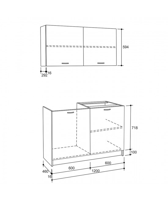 ΣΥΝΘΕΣΗ ΚΟΥΖΙΝΑΣ BLAINE ΜΕΛΑΜΙΝΗ SONAMA-ΛΕΥΚΟ HM2439 120x46-29,2εκ.