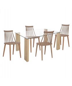 ΣΕΤ ΤΡΑΠΕΖΑΡΙΑΣ 5ΤΜΧ ΓΥΑΛΙΝΟ ΤΡΑΠΕΖΙ & ΚΑΡΕΚΛΕΣ HM11593