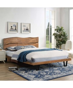 ΚΡΕΒΑΤΙ NICOLE HM8218.11 ΑΠΟ ΜΑΣΙΦ ΞΥΛΟ ΑΚΑΚΙΑΣ 212,5x180x106εκ. ΓΙΑ ΣΤΡΩΜΑ 160Χ200