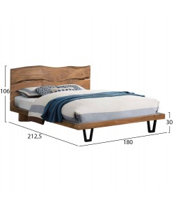 ΚΡΕΒΑΤΙ NICOLE HM8218.11 ΑΠΟ ΜΑΣΙΦ ΞΥΛΟ ΑΚΑΚΙΑΣ 212,5x180x106εκ. ΓΙΑ ΣΤΡΩΜΑ 160Χ200