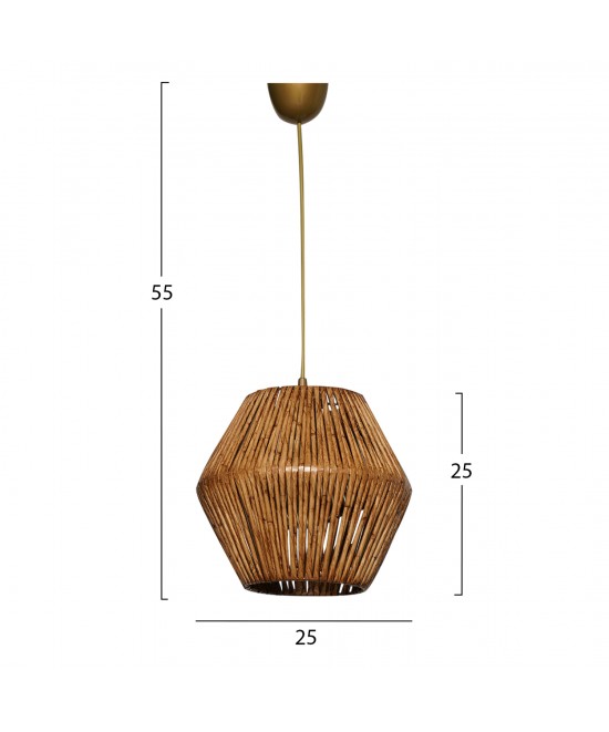 ΦΩΤΙΣΤΙΚΟ ΟΡΟΦΗΣ ΕΣΩΤΕΡΙΚΟΥ ΧΩΡΟΥ ΚΡΕΜΑΣΤΟ HM7362 ΑΠΟ ΜΕΤΑΛΛΟ ΚΑΙ BAMBOO ΚΑΡΥΔΙ 25x25x55Υ εκ.