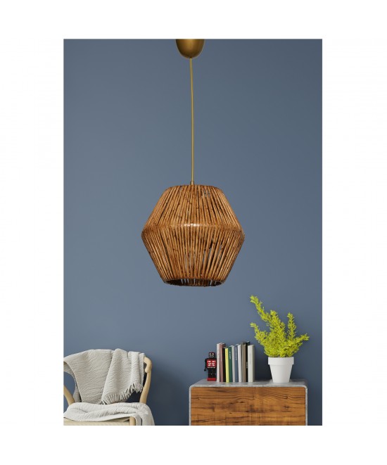 ΦΩΤΙΣΤΙΚΟ ΟΡΟΦΗΣ ΕΣΩΤΕΡΙΚΟΥ ΧΩΡΟΥ ΚΡΕΜΑΣΤΟ HM7362 ΑΠΟ ΜΕΤΑΛΛΟ ΚΑΙ BAMBOO ΚΑΡΥΔΙ 25x25x55Υ εκ.