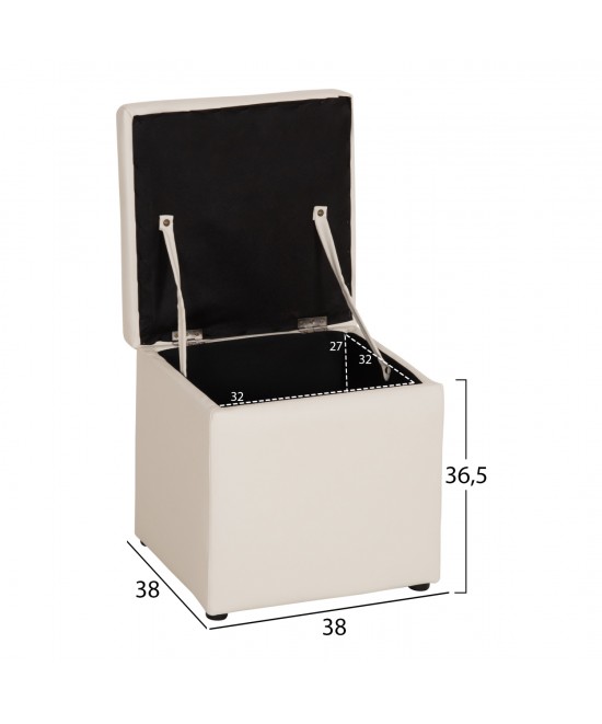 ΣΚΑΜΠΟ PRO CUBE HM224.02 PU ΜΕ ΑΠΟΘΗΚΕΥΤΙΚΟ ΧΩΡΟ- ΛΕΥΚΟ 38x38x36,5Υεκ.