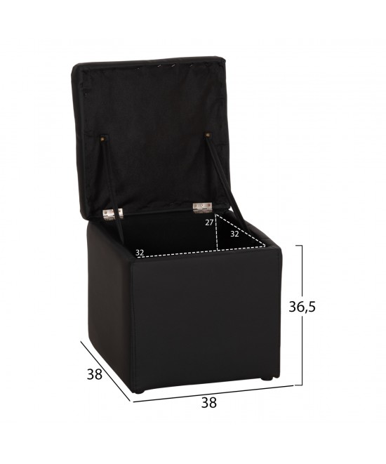 ΣΚΑΜΠΩ ΜΕ ΑΠΟΘΗΚΕΥΤΙΚΟ ΧΩΡΟ PU ΜΑΥΡΟ CUBE HM224.01 38x38x36.5Υεκ.