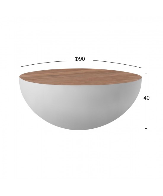 ΔΙΑΚΟΣΜΗΤΙΚΟ ΤΡΑΠΕΖΙ ΣΑΛΟΝΙΟΥ BOWL Φ90X40Yεκ. ΛΕΥΚΟ ΜΕ ΞΥΛΟ ΑΚΑΚΙΑΣ HM8717.03