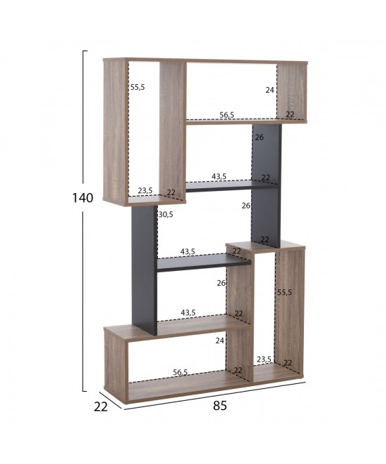 ΒΙΒΛΙΟΘΗΚΗ SHAY HM8768.02 85X22X140 ΓΚΡΙ