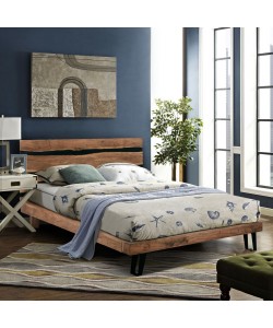 ΚΡΕΒΑΤΙ ALICIA ΑΠΟ ΜΕΤΑΛΛΟ ΚΑΙ ΜΑΣΙΦ ΞΥΛΟ ΑΚΑΚΙΑΣ 217x180,5x94Yεκ.(ΣΤΡΩΜΑ 160Χ200)HM8359.11