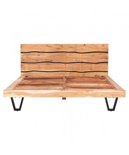 ΚΡΕΒΑΤΙ ALICIA ΑΠΟ ΜΕΤΑΛΛΟ ΚΑΙ ΜΑΣΙΦ ΞΥΛΟ ΑΚΑΚΙΑΣ 217x180,5x94Yεκ.(ΣΤΡΩΜΑ 160Χ200)HM8359.11