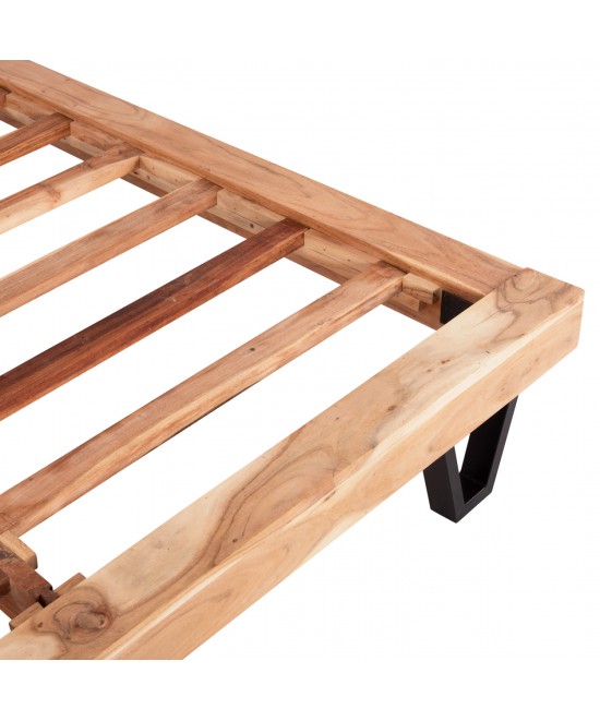 ΚΡΕΒΑΤΙ ALICIA ΑΠΟ ΜΕΤΑΛΛΟ ΚΑΙ ΜΑΣΙΦ ΞΥΛΟ ΑΚΑΚΙΑΣ 217x180,5x94Yεκ.(ΣΤΡΩΜΑ 160Χ200)HM8359.11