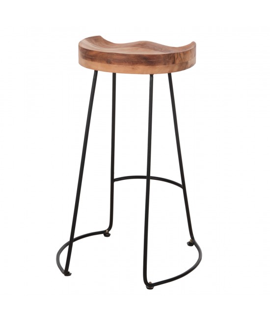 ΣΚΑΜΠΟ BAR ELEANOR HM8363.11 ΜΑΣΙΦ ΞΥΛΟ ΑΚΑΚΙΑΣ-ΜΕΤΑΛΛΟ 50x43x78Υεκ.