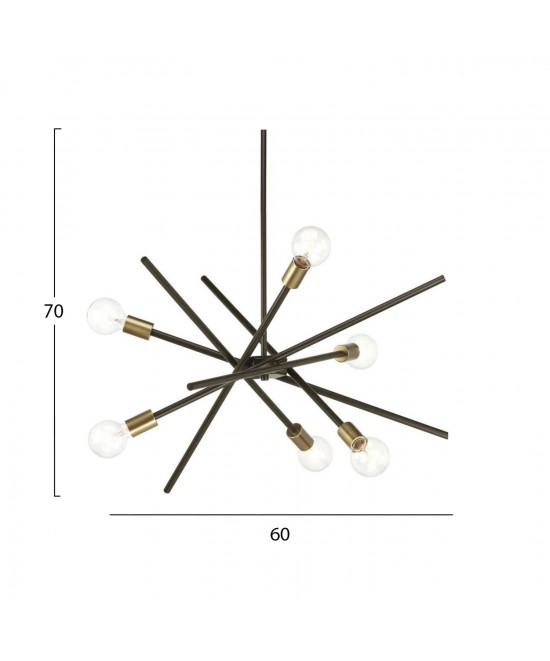 ΦΩΤΙΣΤΙΚΟ ΟΡΟΦΗΣ ΠΟΛΥΦΩΤΟ ΜΕΤΑΛΛΙΚΟ ΜΑΥΡΟ ΧΡΥΣΟ HM7401.01 60x70 εκ.