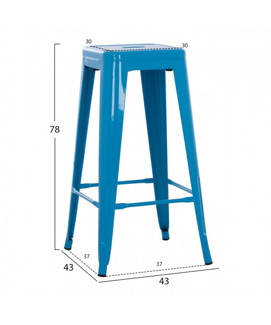 ΣΚΑΜΠΟ BAR ΜΕΤΑΛΛΙΚΟ MELITA ΣΕ ΜΠΛΕ HM8642.08 43x43x78 εκ.