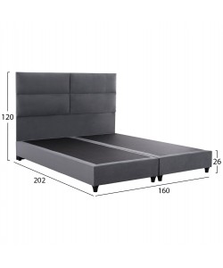 ΚΡΕΒΑΤΙ MILO ΑΠΟ ΓΚΡΙ ΒΕΛΟΥΔΟ HM616.10 ΓΙΑ ΣΤΡΩΜΑ 160x200 EK.