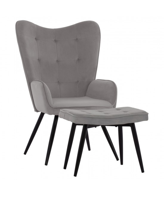 ΠΟΛΥΘΡΟΝΑ ΜΠΕΡΖΕΡΑ CRAWLEY ΜΕ ΥΠΟΠΟΔΙΟ HM8918.01 ΓΚΡΙ ΒΕΛΟΥΔΟ 70x57x103 εκ.