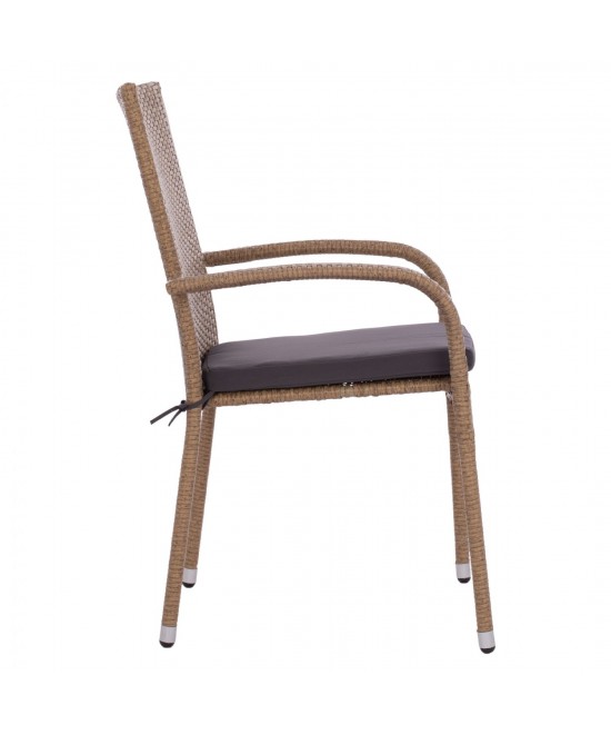 ΠΟΛΥΘΡΟΝΑ ΜΕΤΑΛΛΙΚΗ ANISHA HM5685.02 ΜΕ ΜΑΞΙΛΑΡΙ WICKER ΚΑΦΕ-ΜΟΚΑ ΣΤΟΙΒ/ΜΕΝΗ 56x60x94 εκ.