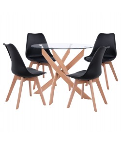 ΣΕΤ ΤΡΑΠΕΖΑΡΙΑΣ 5ΤΜΧ ΤΡΑΠΕΖΙ Φ90X74 & 4 ΚΑΡΕΚΛΕΣ VEGAS ΜΑΥΡΕΣ HM11693.02