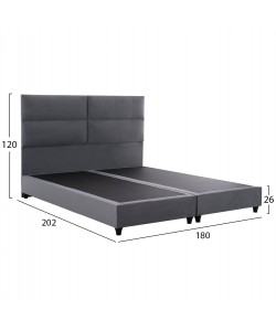 ΚΡΕΒΑΤΙ MILO ΑΠΟ ΓΚΡΙ ΒΕΛΟΥΔΟ HM628.10 ΓΙΑ ΣΤΡΩΜΑ 180x200 εκ.