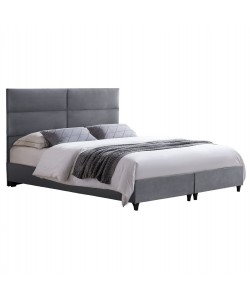 ΚΡΕΒΑΤΙ MILO ΑΠΟ ΓΚΡΙ ΒΕΛΟΥΔΟ HM628.10 ΓΙΑ ΣΤΡΩΜΑ 180x200 εκ.