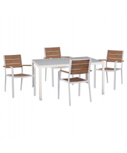 ΣΕΤ ΤΡΑΠΕΖΑΡΙΑΣ 5ΤΜΧ ΤΡΑΠ. 150Χ90 & ΠΟΛ/ΝΕΣ ΑΛΟΥΜΙΝΙΟΥ ΜΕ POLYWOOD ΛΕΥΚΕΣ HM11706.01