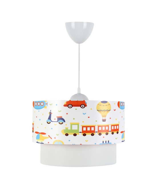 ΠΑΙΔΙΚΟ ΦΩΤΙΣΤΙΚΟ ΟΡΟΦΗΣ ΥΦΑΣΜΑΤΙΝΟ HM7573.01 ΛΕΥΚΟ ΣΧΕΔΙΟ TRANSPORT TOYS Φ30x70εκ