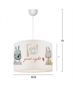 ΠΑΙΔΙΚΟ ΦΩΤΙΣΤΙΚΟ ΟΡΟΦΗΣ ΥΦΑΣΜΑΤΙΝΟ HM7574.01 ΛΕΥΚΟ ΜΕ ΣΧΕΔΙΟ GIRLS CLUB Φ28x70Y εκ.