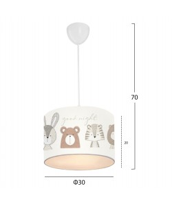 ΠΑΙΔΙΚΟ ΦΩΤΙΣΤΙΚΟ ΟΡΟΦΗΣ ΥΦΑΣΜΑΤΙΝΟ HM7576.01 ΛΕΥΚΟ ΜΕ ΣΧΕΔΙΟ CUTE ANIMALS Φ24x70εκ.
