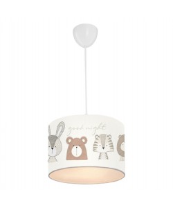 ΠΑΙΔΙΚΟ ΦΩΤΙΣΤΙΚΟ ΟΡΟΦΗΣ ΥΦΑΣΜΑΤΙΝΟ HM7576.01 ΛΕΥΚΟ ΜΕ ΣΧΕΔΙΟ CUTE ANIMALS Φ24x70εκ.