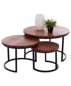 ΣΕΤ ΖΙΓΚΟΝ OBI HM9255 ΑΠΟ ΜΑΣΙΦ ΞΥΛΟ ΑΚΑΚΙΑΣ ΜΕ ΜΑΥΡΑ ΜΕΤΑΛΛΙΚΑ ΠΟΔΙΑ 78x78x47Υ εκ.