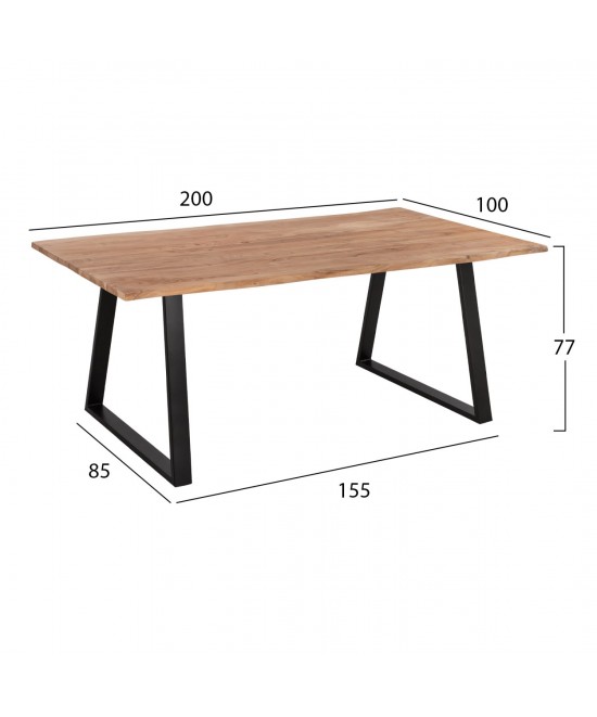 ΤΡΑΠΕΖΙ ΤΡΑΠΕΖΑΡΙΑΣ SOFIA SLIM HM8501.11 ΑΠΟ ΜΑΣΙΦ ΞΥΛΟ ΑΚΑΚΙΑΣ 200x100x77Υ εκ.