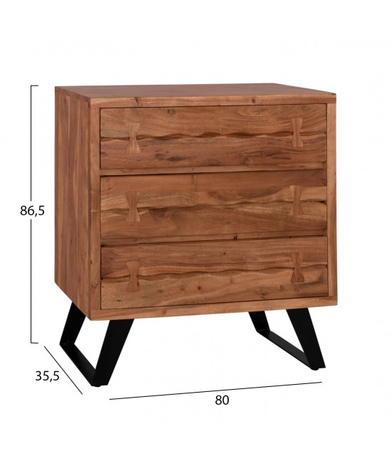 ΣΥΡΤΑΡΙΕΡΑ FANSI 3ΣΥΡΤΑΡΙΑ ΑΠΟ ΜΑΣΙΦ ΞΥΛΟ ΑΚΑΚΙΑΣ 80x35x86Υεκ. HM8474.11