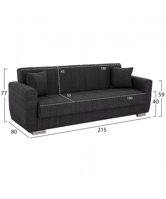 ΚΑΝΑΠΕΣ ΚΡΕΒΑΤΙ POLYA ΤΡΙΘΕΣΙΟΣ HM3240.03 ΓΚΡΙ 215x85x76Υ εκ. ΚΑΝΑΠΕΣ ΚΡΕΒΑΤΙ POLYA ΤΡΙΘΕΣΙΟΣ HM3240.03 ΓΚΡΙ 215x85x76Υ εκ.